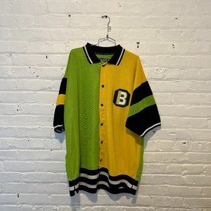 Vintage 90's Neon Boss Oversized Ribbed Snap Shirt
